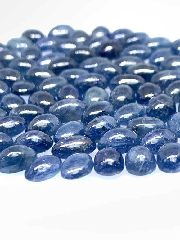 Blue Sapphire Cabochon 4x6 mm Size - Pack of 5 Pcs -AAA Quality Sapphire Oval cabs • Natural Blue Sapphire • Sapphire Cabochon