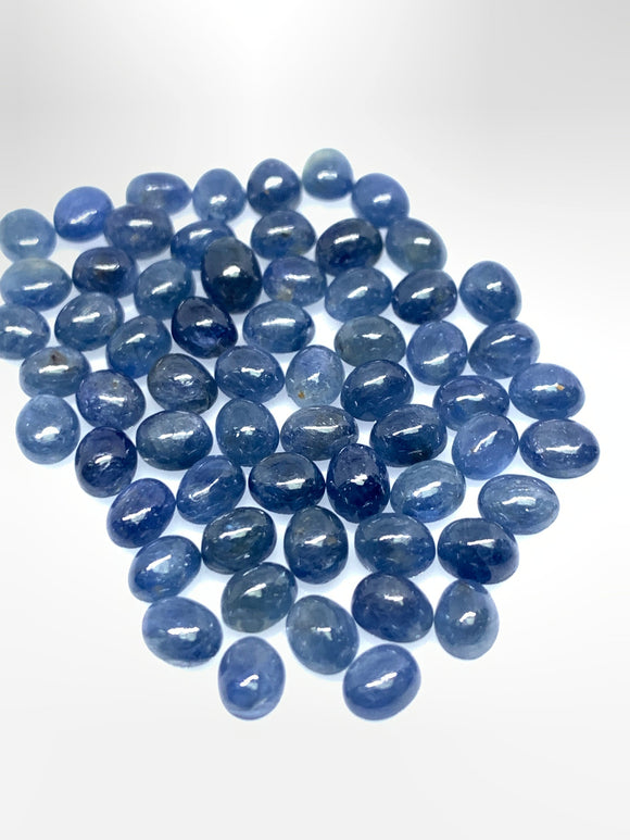 Blue Sapphire Cabochon 4x5 mm Size - Pack of 6 Pcs -AAA Quality Sapphire Oval cabs • Natural Blue Sapphire • Sapphire Cabochon