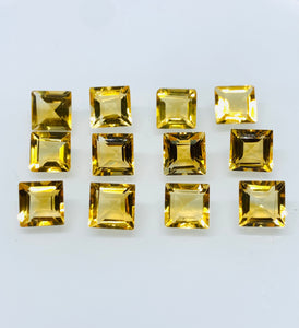 Citrine Faceted Square • 6x6 mm size • Pack of 4 Pc • AAA Quality • Natural Citrine Faceted Oval Cabs