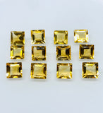Citrine Square Faceted Cut • 7x7 mm size • Pack of 2 Pc • AAA Quality • 100% Natural Citrine Faceted Square Loose Pieces