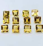 Citrine Square Faceted Cut • 7x7 mm size • Pack of 2 Pc • AAA Quality • 100% Natural Citrine Faceted Square Loose Pieces