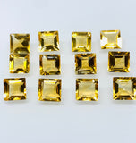 Citrine Faceted Square • 6x6 mm size • Pack of 4 Pc • AAA Quality • Natural Citrine Faceted Oval Cabs