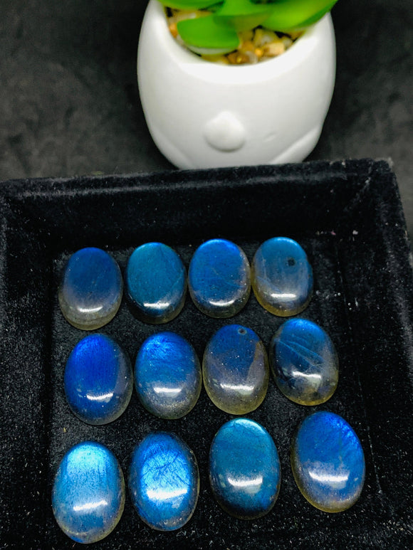 Labradorite Cabochon Oval 13x18 mm • Pack of 1 Pc • Blue Color AAAA Quality - Natural Labradorite Cabs - Labradorite Stone