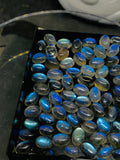 Labradorite Cabochon Oval 3x5 mm • Pack of 8 Pcs • Blue Color AAAA Quality - Natural Labradorite Cabs - Labradorite Stone