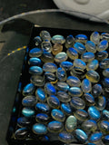 Labradorite Cabochon Oval 4x6 mm • Pack of 6 Pcs • Blue Color AAAA Quality - Natural Labradorite Cabs - Labradorite Stone