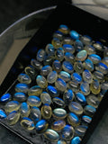 Labradorite Cabochon Oval 4x6 mm • Pack of 6 Pcs • Blue Color AAAA Quality - Natural Labradorite Cabs - Labradorite Stone