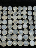 Moonstone Round Checker Cut 7 mm Cabs • Pack of 10 Pcs • Natural White Moonstone Checker Cabs • One Side Checker cut
