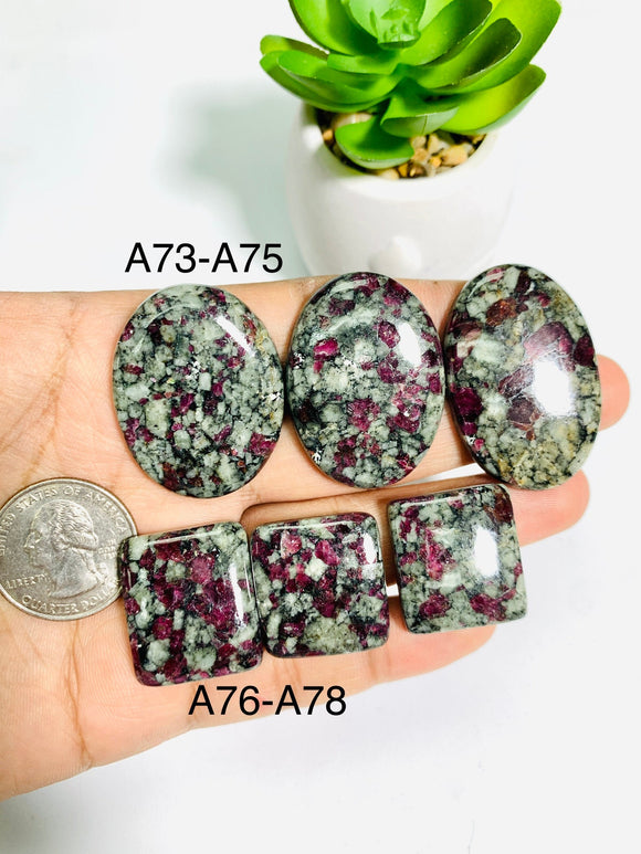 Eudialyte Cabochon • Code A73- A78 • AAA Quality • Natural Eudialyte Cabs • Eudialyte pendant
