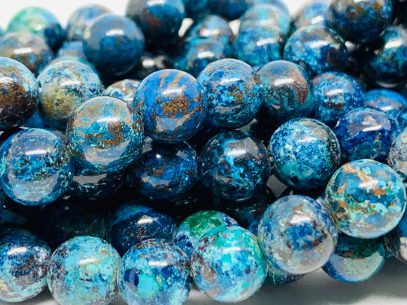 Chrysocolla Round Beads 8mm Size Code #03 • Length 40 cm • AAA Quality • Blue Color • Natural Chrysocolla Beads