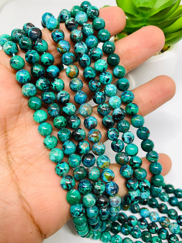 Chrysocolla Round Beads 6 mm Size Code #02 • Length 40 cm • AAA Quality • Natural Chrysocolla Beads