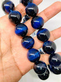 Blue Tiger Eye Round Beads 18 mm size • Length 40 cm • Blue Tiger Eye Beads • Dyed Blue Color • Natural Stone Tiger Eye Beads