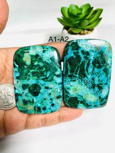 Malachite Cabochon • Code A1- A2 • Azurite Cabochon • Chrysocolla Cabochon • Natural Big Size Malachite Azurite Chrysocolla Cabs