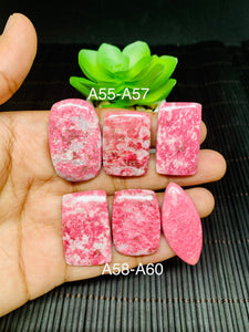 Thulite Cabochon • Code A55- A60 • AAA Quality • Natural Thulite Cabs • Thulite Pendant