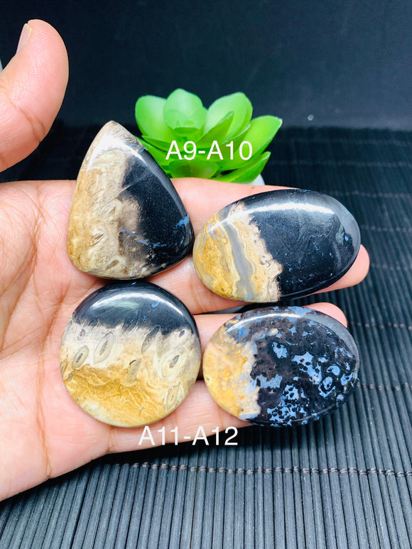 Black Plump Cabochon • Code A9- A12 • AAA Quality • Natural Black Plump Cabs • Black Plump Pendant