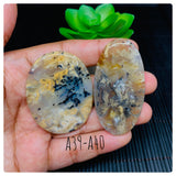 Dendritic Tiger Agate Cabochon • Code A39- A40 • AAA Quality • Natural Tiger Dendritic Agate Cabs • TIger Dendritic Agate Pendant