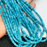 Natural Turquoise Roundel Beads 4 mm Size - Top Quality genuine Turquoise beads, Length 16"