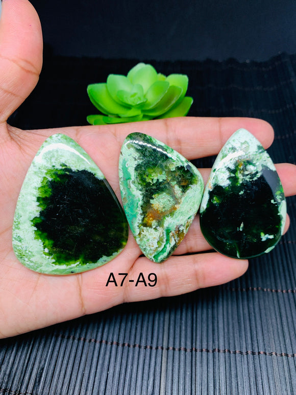 Chrome Chalcedony Cabochon • Code A7- A9 • AAA Quality • Natural Chrome Chalcedony Cabs • Chlacedony pendant