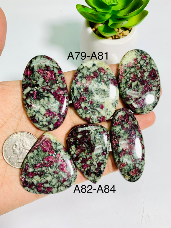 Eudialyte Cabochon • Code A79- A84 • AAA Quality • Natural Eudialyte Cabs • Eudialyte pendant