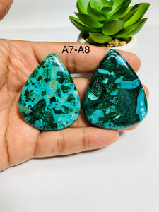 Malachite Cabochon • Code A7- A8 • Azurite Cabochon • Chrysocolla Cabochon • Natural Big Size Malachite Azurite Chrysocolla Cabs