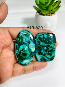 Malachite Cabochon • Code A19- A20 • Azurite Cabochon • Chrysocolla Cabochon • Natural Big Size Malachite Azurite Chrysocolla Cabs