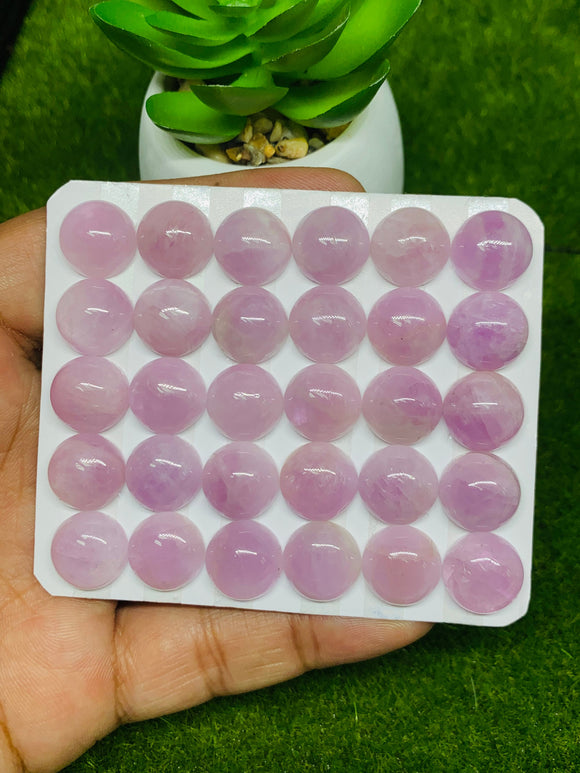 Kunzite Round Cabochon 12 mm Size  AB Quality - Pack of 1 Piece - Natural Kunzite Cabochon -  Origin Brazil