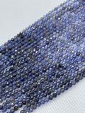 3MM Iolite Faceted Round Beads, micro faceted round, length 15.5” Round faceted