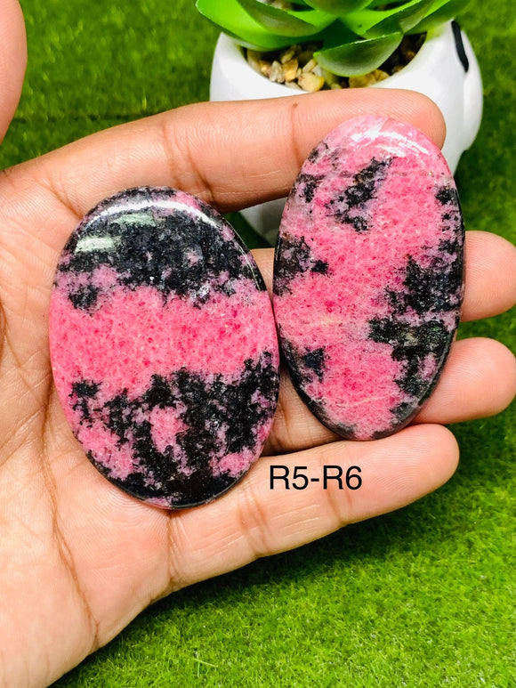 Rhodonite Cabochon • Code R5-R6 • AAA Quality •  Natural Rhodonite Cabs • Rhodonite Pendant