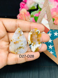 Dendritic Moss Agate Cabochon • Code D27- D28 • AAA Quality •  Natural Dendritic Moss Agate Cabs •  Moss Agate  Pendant