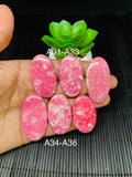 Thulite Cabochon • Code A31- A36 • AAA Quality • Natural Thulite Cabs • Thulite Pendant
