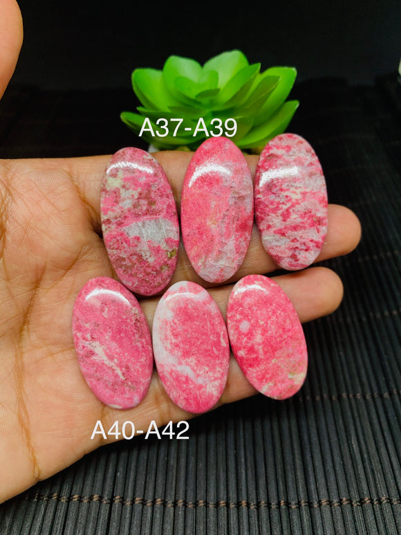 Thulite Cabochon • Code A37- A42 • AAA Quality • Natural Thulite Cabs • Thulite Pendant