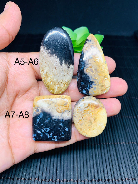 Black Plump Cabochon • Code A5- A8 • AAA Quality • Natural Black Plump Cabs • Black Plump Pendant