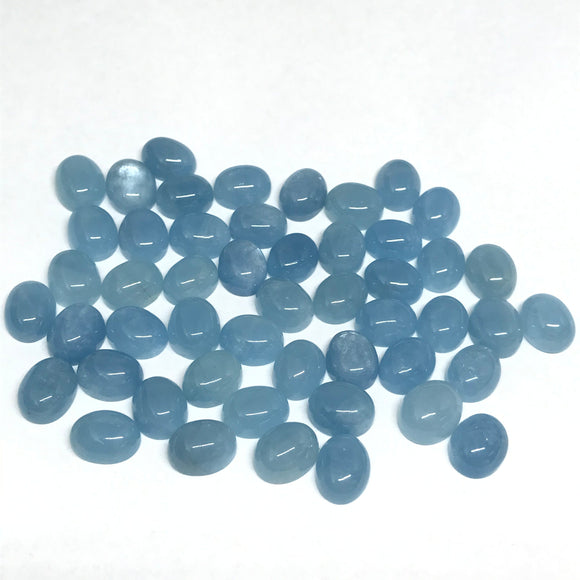 Aquamarine Cabochon 8x10 mm Pack of 2 Pcs - AAA Quality cabs- Natural Aquamarine Cabs