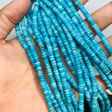 Natural Turquoise Roundel Beads 4 mm Size - Top Quality genuine Turquoise beads, Length 16"