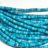 Natural Turquoise Roundel Beads 4 mm Size - Top Quality genuine Turquoise beads, Length 16"