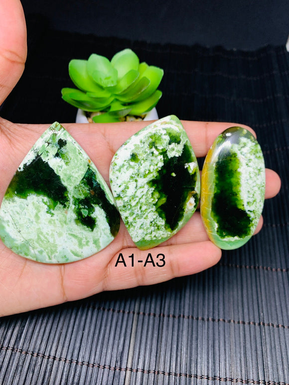 Chrome Chalcedony Cabochon • Code A1- A3 • AAA Quality • Natural Chrome Chalcedony Cabs • Chlacedony pendant