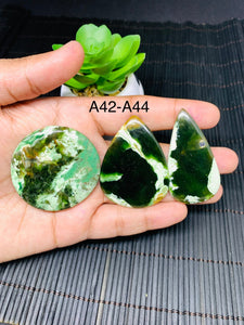 Chrome Chalcedony Cabochon • Code A42- A44 • AAA Quality • Natural Chrome Chalcedony Cabs • Chalcedony pendant