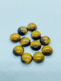 10MM Tiger Eye Round Cabs, Natural Tiger Eye, pack of 5 PCs .yellow Tiger Eye