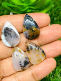 Dendritic Moss Agate Cabochon • Code D76 Size 14-15x22-23 mm Weight 9.3gm •Pack of 4 pcs • AAA Quality •  Natural Dendritic Moss Agate Cabs