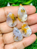 Dendritic Moss Agate Cabochon • Code D77 Size 22-25x14-15 mm Weight 8.8gm •Pack of 4 pcs • AAA Quality •  Natural Dendritic Moss Agate Cabs