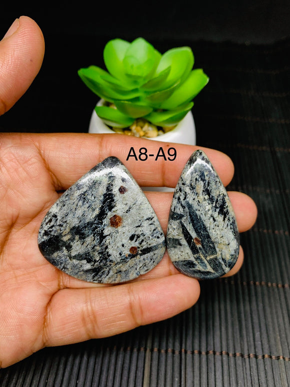 Amphibolite Cabochon • Code A8- A9 • AAA Quality • Big Cabochon •  Natural Amphibolite Cabs • Amphibolite Pendant •  Origin New Zealand