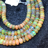 Ethiopian Opal Faceted Roundel Beads 5-8mm size, 16 Inch Strand, Superb Quality, Origin Ethiopia, Video available.