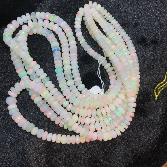 Ethiopian Opal Faceted Roundel Beads 5-8mm size, 16 Inch Strand, Superb Quality, Approx 85 carat .Origin Ethiopia, Video available.