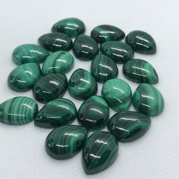 Malachite Pear Cabochon 13x18mm Size - Pack of 2 Pcs - AAA Quality - Malachite Pear cabochons - Malachite Cabs