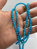 4MM Natural Turquoise Round Beads , 100 % Genuine Stone , Length in 15 Inch , American Turquoise Round Beads