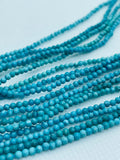 2MM Natural Turquoise Round Beads , 100 % Genuine Stone , Length in 15 Inch , American Turquoise Round Beads