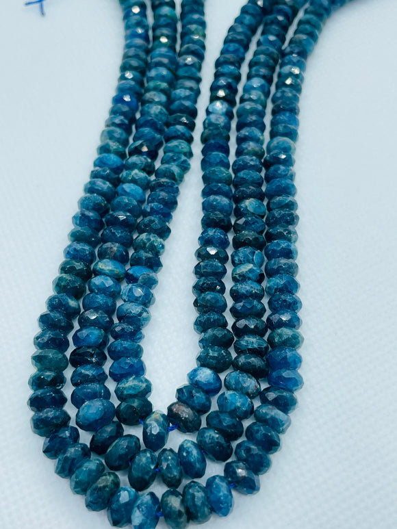 8 MM Neon Apatite faceted Roundel, length 15.5 inch ,faceted roundel beads, dark neon Apatite