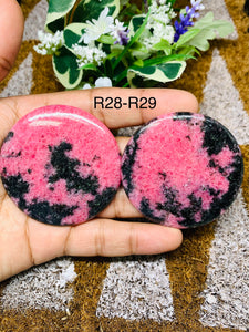 Rhodonite Cabochon • Code R28-R29 • AAA Quality •  Natural Rhodonite Cabs • Rhodonite Pendant