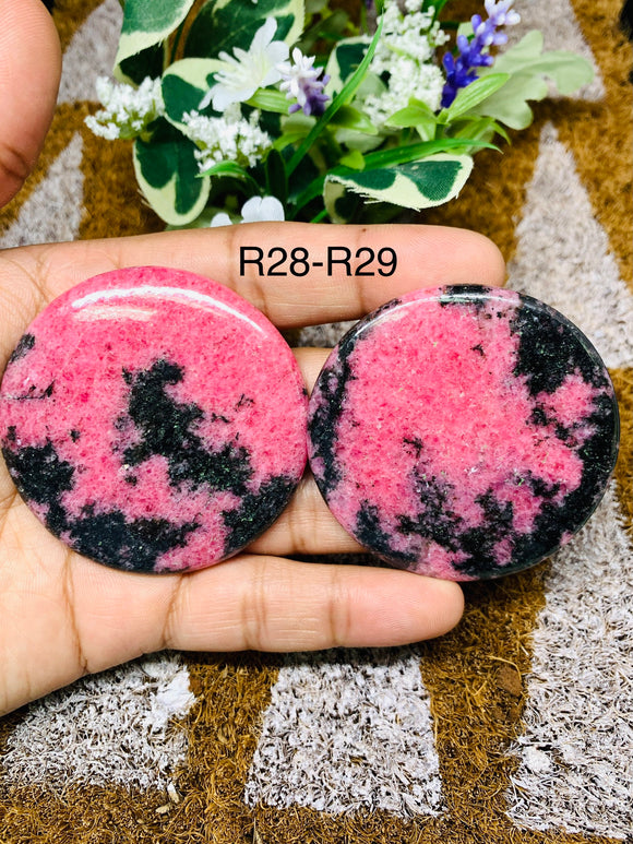 Rhodonite Cabochon • Code R28-R29 • AAA Quality •  Natural Rhodonite Cabs • Rhodonite Pendant