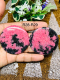 Rhodonite Cabochon • Code R28-R29 • AAA Quality • Natural Rhodonite Cabs • Rhodonite Pendant