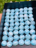 Larimar Cabochon • 8 mm Size • Pack of 2 Pcs • Natural Larimar Round Cabochon • Larimar Cabs • Origin Dominican Republic